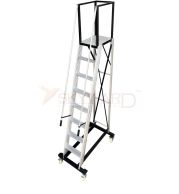 Model No. 10300 Aluminium Trolley Step Ladder for Warehouse, Store and Industrial Access Use, Professional Mobile Ladder for Maintenance, Picking, Storage and Daily Working Tasks 